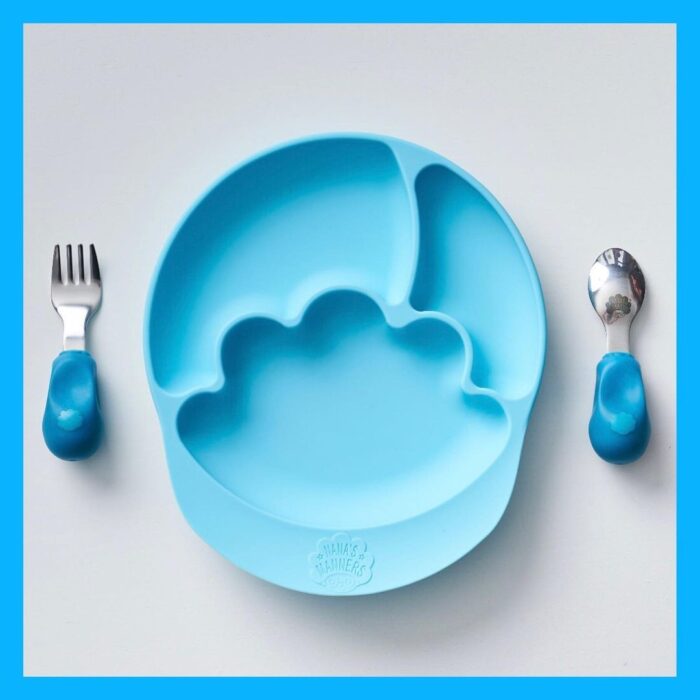 Nana manner-blue plate and cutlery