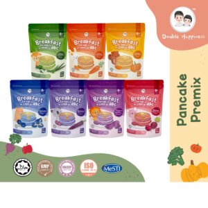 Double Happiness Veggie Pancake 8 month baby food Waffle Cake Halal HACCP GMP ISO 22000 MeSTI 8 bulan makanan bayi 8 个月宝宝辅食 煎饼